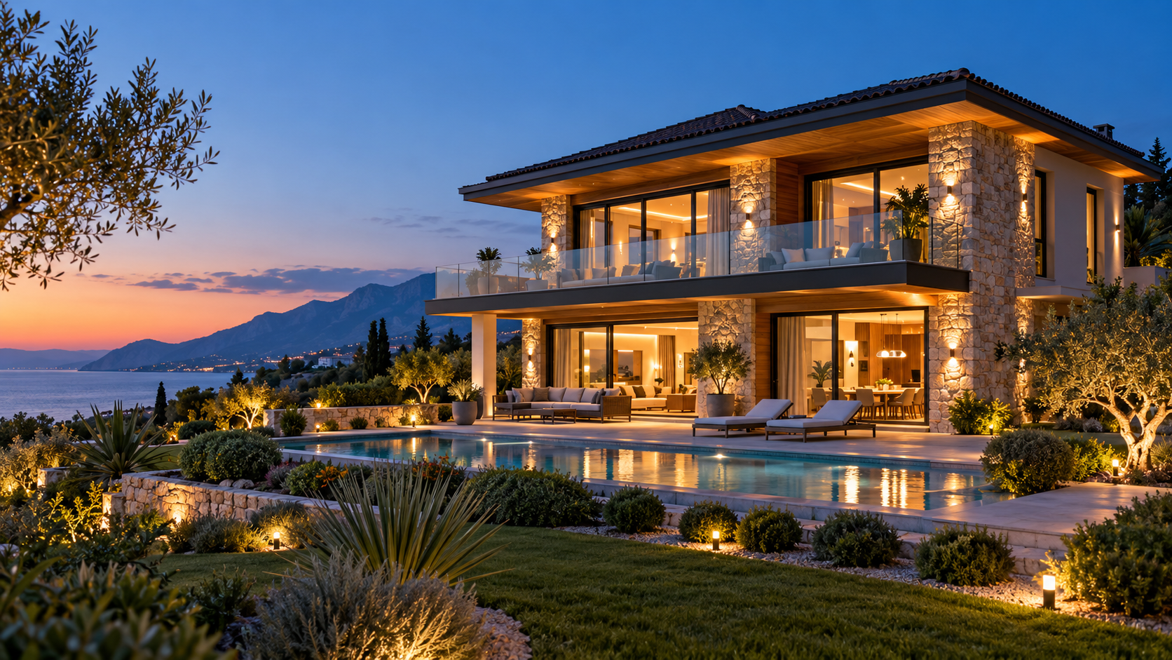 Modern villa için temsili mimari görsel